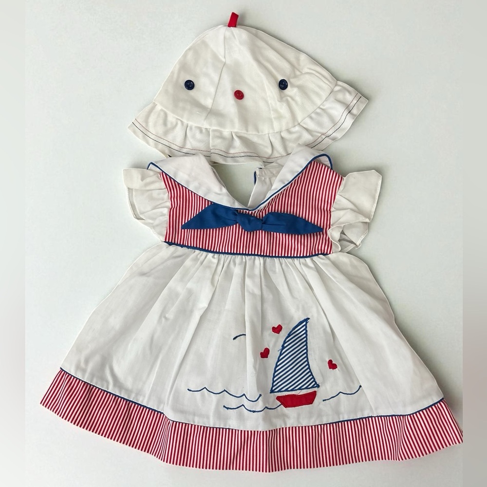 Vintage Nautical Sailboat 2 Piece Dress Set 9 months